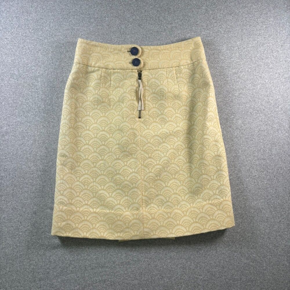 Leifsdottir Anthropologie Skirt Women's 2 Cream Gold Wool Cotton Ruffle - Picture 3 of 9